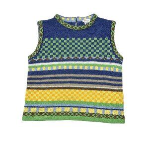 Vintage Catimini Baby Mini Knit Sweater Vest Blue/Green